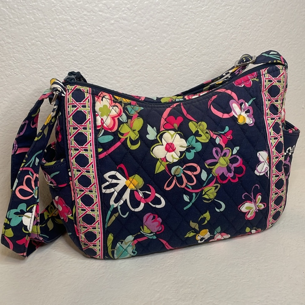 Vera Bradley Ribbons Navy Floral Crossbody Boho bag - Picture 7 of 11